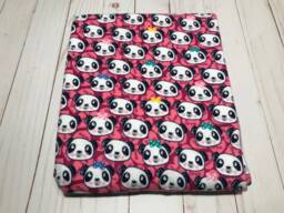 Reversible Flannel Blanket, Panda Baby Pink Girl Panda Blanket - thumbnail 1