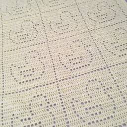 Handmade Lemon Crocheted Baby Blanket, Vintage Style - thumbnail 3