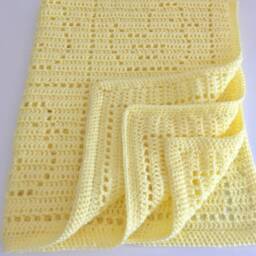 Handmade Lemon Crocheted Baby Blanket, Vintage Style - thumbnail 2