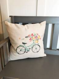 Linen Bicycle Pillow Cover Rustic Farmhouse Decor - thumbnail 3