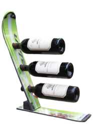 Reclaimed Snow Ski Wine Rack 3-Bottle Tabletop Display