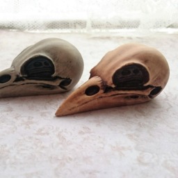 Large Resin Bird Skull Cabochon Aged Steampunk Goth Decor - 75x40mm - thumbnail 2