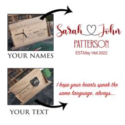 Engraved Wooden Desk Clock/Personalized Gift For Couples - thumbnail 3