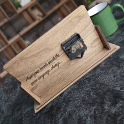 Engraved Wooden Desk Clock/Personalized Gift For Couples - thumbnail 2