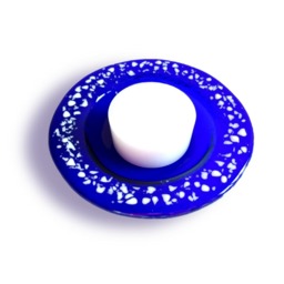 Blue Murano Glass Candle-Holder With White Drops, Fused Saucer For Small Light - Lapilli Series, Romantic Table & Bath - thumbnail 1