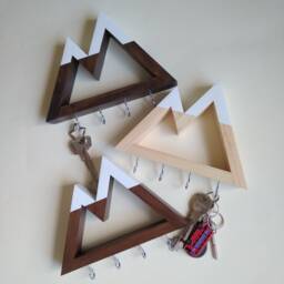 Handmade Mountain Key Hanger - Rustic Pine Entryway Organizer - thumbnail 3