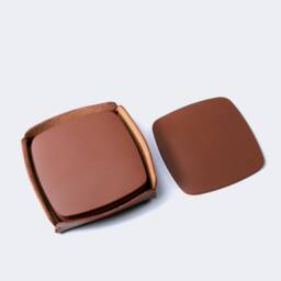 Full-Grain Leather Coaster Set With Valet Tray, Housewarming Gift - thumbnail 3
