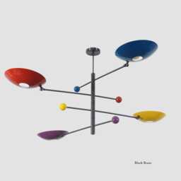 Mid Century Stilnovo Sputnik Chandelier - Multi-Color Shade Pendant Light Modern Brass Ceiling Lighting Fixture - thumbnail 3