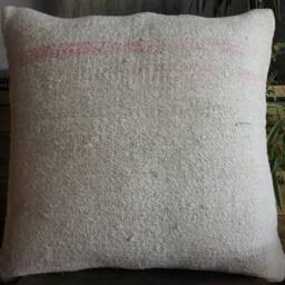 50cm - Or 20 Inches Vintage Kilim Cushion Cover Handwoven - Hemp/Wool/Linen Soft Feel Off White Natural #9 - thumbnail 2