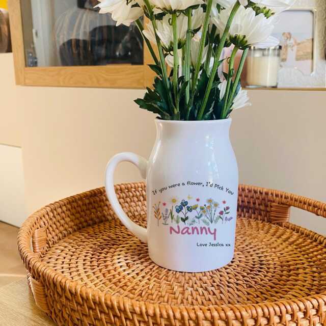 Personalised Vase, If Nanny's Were Flowers, Nanny Birthday Gifts, Mum Gift For Grandma Nana, Small Christmas Flower Jug - image 1