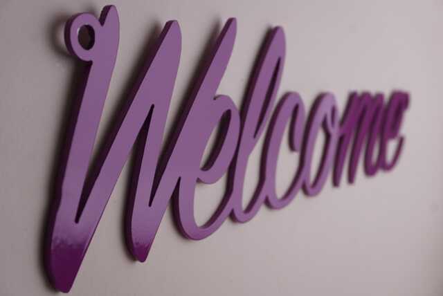 Welcome Metal Sign - Wall Decor Modern Entrance Handmade Steel Sign UK Made - image 1