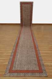 Handmade Brown Geometric Runner Rug Boho Cotton Dhurrie - thumbnail 1