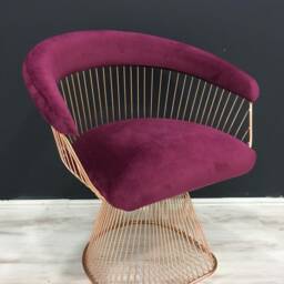 Dining Chairs, Kitchen Velvet Living Room Modern Metal Wire Cafe, Restaurant, Handmade - thumbnail 2