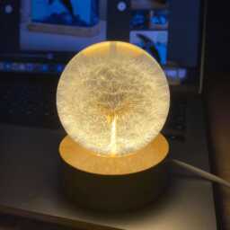 Handmade Natural Flowers Resin Lamp, Epoxy Crystal Ball Small Night Light, Valentine's Day Gifts - thumbnail 1