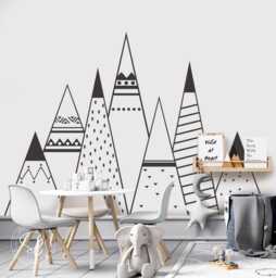 Mountain Nursery Wall Decal - Tribal Geometric Decor - thumbnail 1