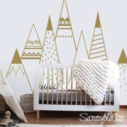 Mountain Nursery Wall Decal - Tribal Geometric Decor - thumbnail 3