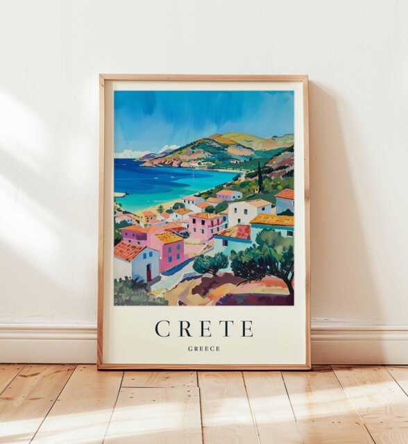 Crete Greece Travel Poster Mediterranean Island Wall Art - image 1