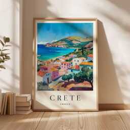 Crete Greece Travel Poster Mediterranean Island Wall Art - thumbnail 3