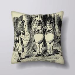 Alice in Wonderland Tweedledee & Tweedledum - Cushion Cover Case Or Stuffed With Insert - thumbnail 1
