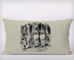 Alice in Wonderland Tweedledee & Tweedledum - Cushion Cover Case Or Stuffed With Insert - thumbnail 2