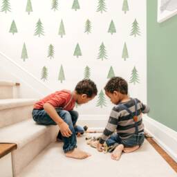 Evergreen Tree Toss - Fabric Wall Decal Mej - thumbnail 2
