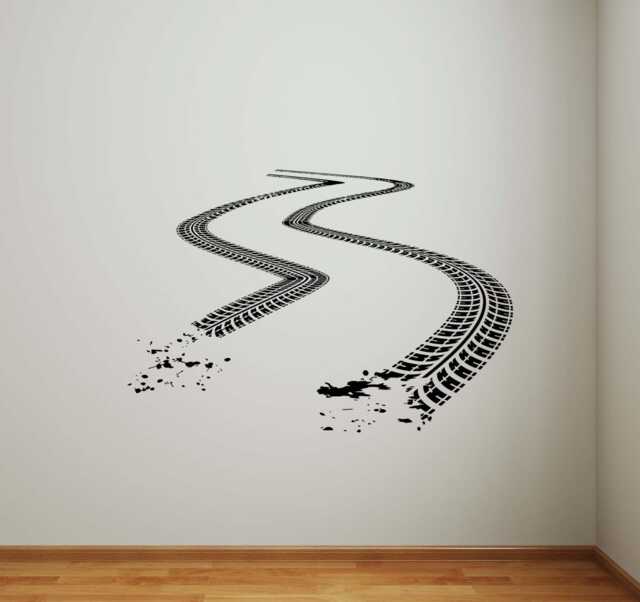 Tire Tracks Wall Vinyl Decal Dirt Road With Traces Stickers Art Murals Design Interior Home Decor - 1Tr4K - image 1