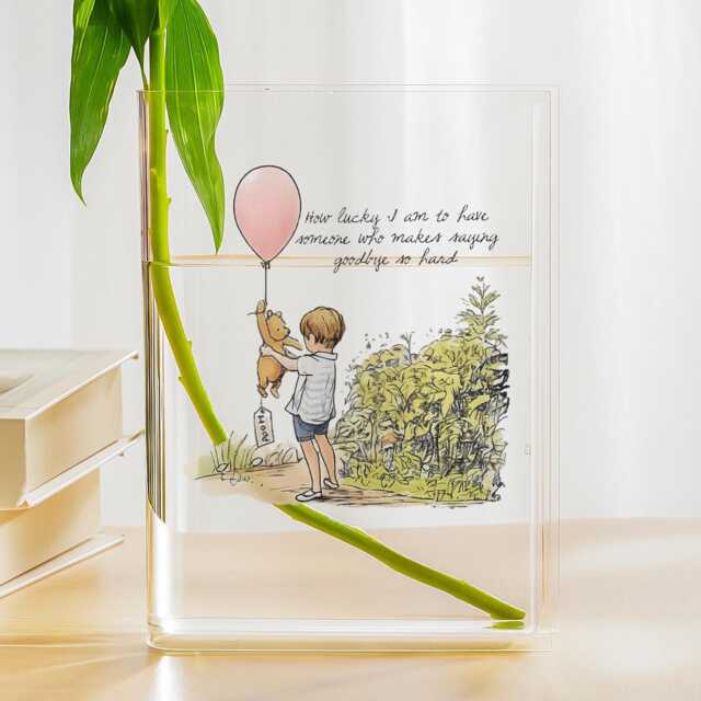 Pooh Bear & Christopher Robin Quote Book Vase, Acrylic Shaped Flower Winnie The Decor, Sentimental Gift For Friend - image 1