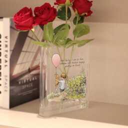Pooh Bear & Christopher Robin Quote Book Vase, Acrylic Shaped Flower Winnie The Decor, Sentimental Gift For Friend - thumbnail 3
