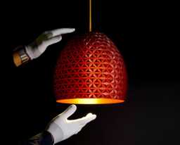 Red Geometric Pendant Light Modern Ceiling Fixture - H28cmxw28cm - thumbnail 1