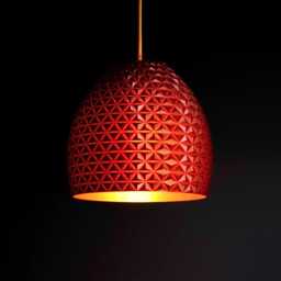 Red Geometric Pendant Light Modern Ceiling Fixture - H28cmxw28cm - thumbnail 3