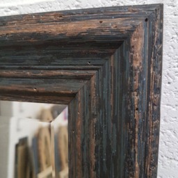 Handmade Wall Mirror Handcrafted Mirror Distressed Shabby Chic Solid Wood Black Made in Cumbria - thumbnail 3