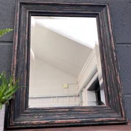 Handmade Wall Mirror Handcrafted Mirror Distressed Shabby Chic Solid Wood Black Made in Cumbria - thumbnail 2