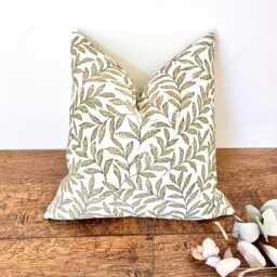 1755. Rasika Willow Leaves Cotton/Linen Cushion Cover, Various Sizes - thumbnail 1