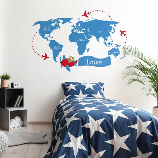 Nursery World Map Wall Decal, Kids Sticker, Baby Room Decor, Educational Art, Playroom Sku Mappl - image 1