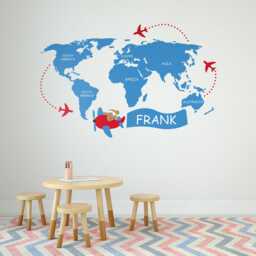 Nursery World Map Wall Decal, Kids Sticker, Baby Room Decor, Educational Art, Playroom Sku Mappl - thumbnail 3