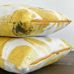 Mustard, Flowers Cotton Cushion, Scatter Cushions. Multiple Sizes, Sofa Cushion With Zip - thumbnail 2