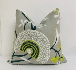 Sanderson - Hakimi Ash Grey Embroidered Cushion Cover Throw Pillow Designer Home Decor - thumbnail 1