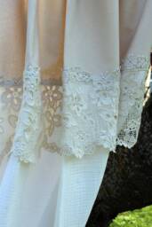 Curtain Side Scarf in Linen Look & Cotton Lace Beige Shabby Chic Vintage 70 cm Wide Height 160 - thumbnail 1