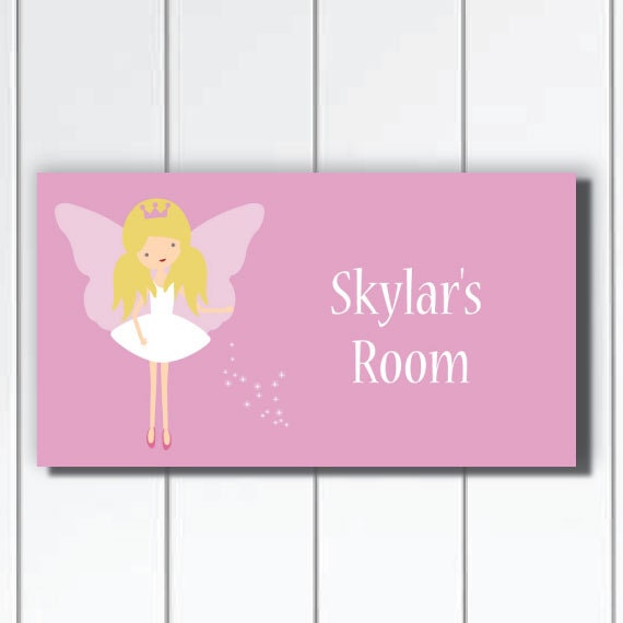 Personalized Kids Door Sign, Fairy Girls Bedroom & Baby Nursery Wall Art - image 1