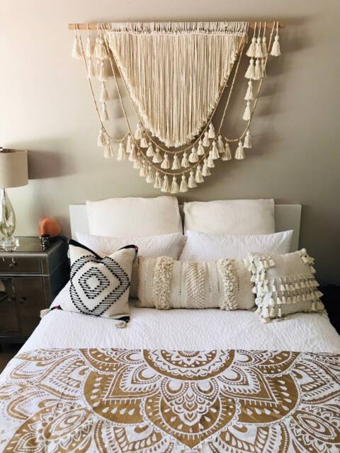 Neutral Macrame Wall Hanging For Living Room Boho Fiber Art Decor - image 1