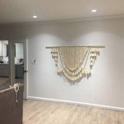 Neutral Macrame Wall Hanging For Living Room Boho Fiber Art Decor - thumbnail 3