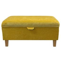 Handmade Gold Velvet Storage Ottoman Footstool With Beech Legs - thumbnail 3