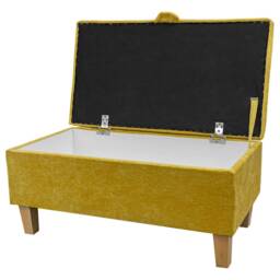 Handmade Gold Velvet Storage Ottoman Footstool With Beech Legs - thumbnail 2
