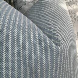 Blue Grey Stripe Cushion Cover - John Lewis Fabric Cotton Blend Nautical Pillow Handmade in UK Sofa Or Bed Accent - thumbnail 1