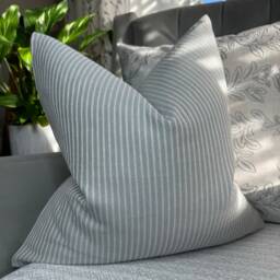 Blue Grey Stripe Cushion Cover - John Lewis Fabric Cotton Blend Nautical Pillow Handmade in UK Sofa Or Bed Accent - thumbnail 2