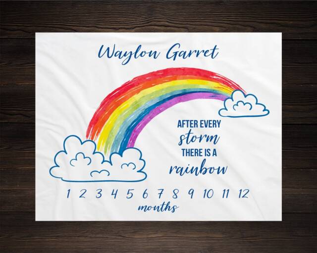 Rainbow Baby Milestone Blanket After Every Storm There Is A Monthly Growth Tracker Shower Gift Newborn - image 1