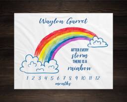 Rainbow Baby Milestone Blanket After Every Storm There Is A Monthly Growth Tracker Shower Gift Newborn - thumbnail 1