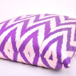 Purple Chevron Ikat Pillow Cover, Handloom Silk Cotton, 20x20 - thumbnail 2