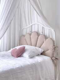 Natural Linen Headboard Cushion With Ties - Beige Padded Single Bed Pillow, Ikea Minnen & Sagstua