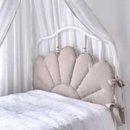 Natural Linen Headboard Cushion With Ties - Single Bed Handmade Beige Padded Pillow, Ikea Minnen & Sagstua - thumbnail 3